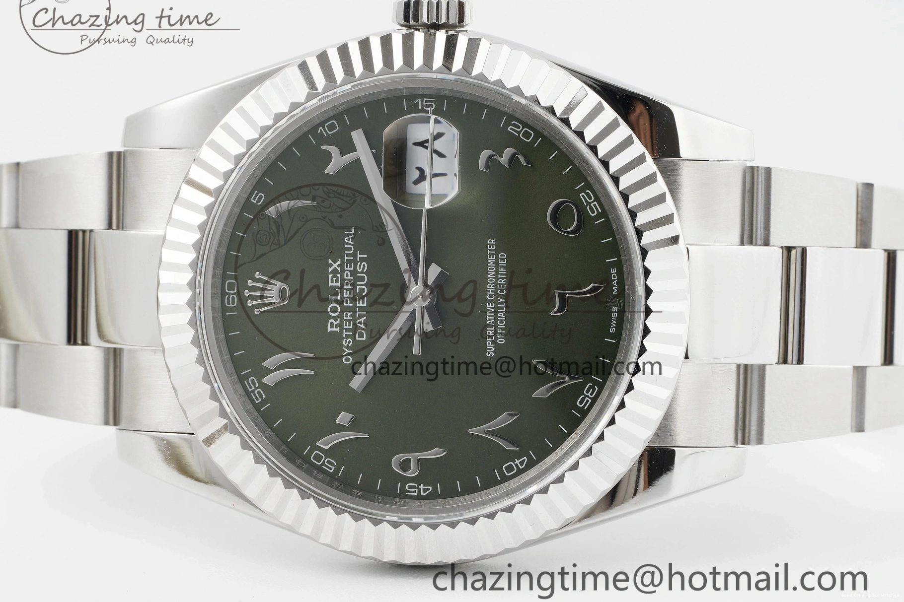 Good Copy Rolex Watches Green 41 V Oyster Steel VR3235 JDF Markers SS Dial Bracelet Sundust Arabic QuickDry DateJust 904L on 2238 0111